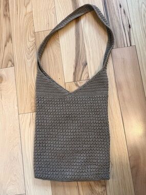 Jaqueline Ferrar Crochet Shoulder Bag in Taupe